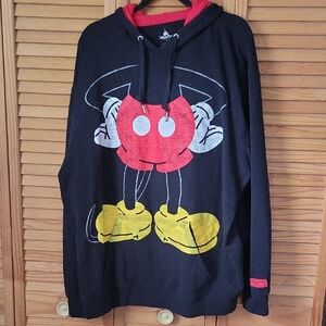 Disney Parks Mickey Mouse Black Red Graphic Pullover Sweatshirt Hoodie 3XL